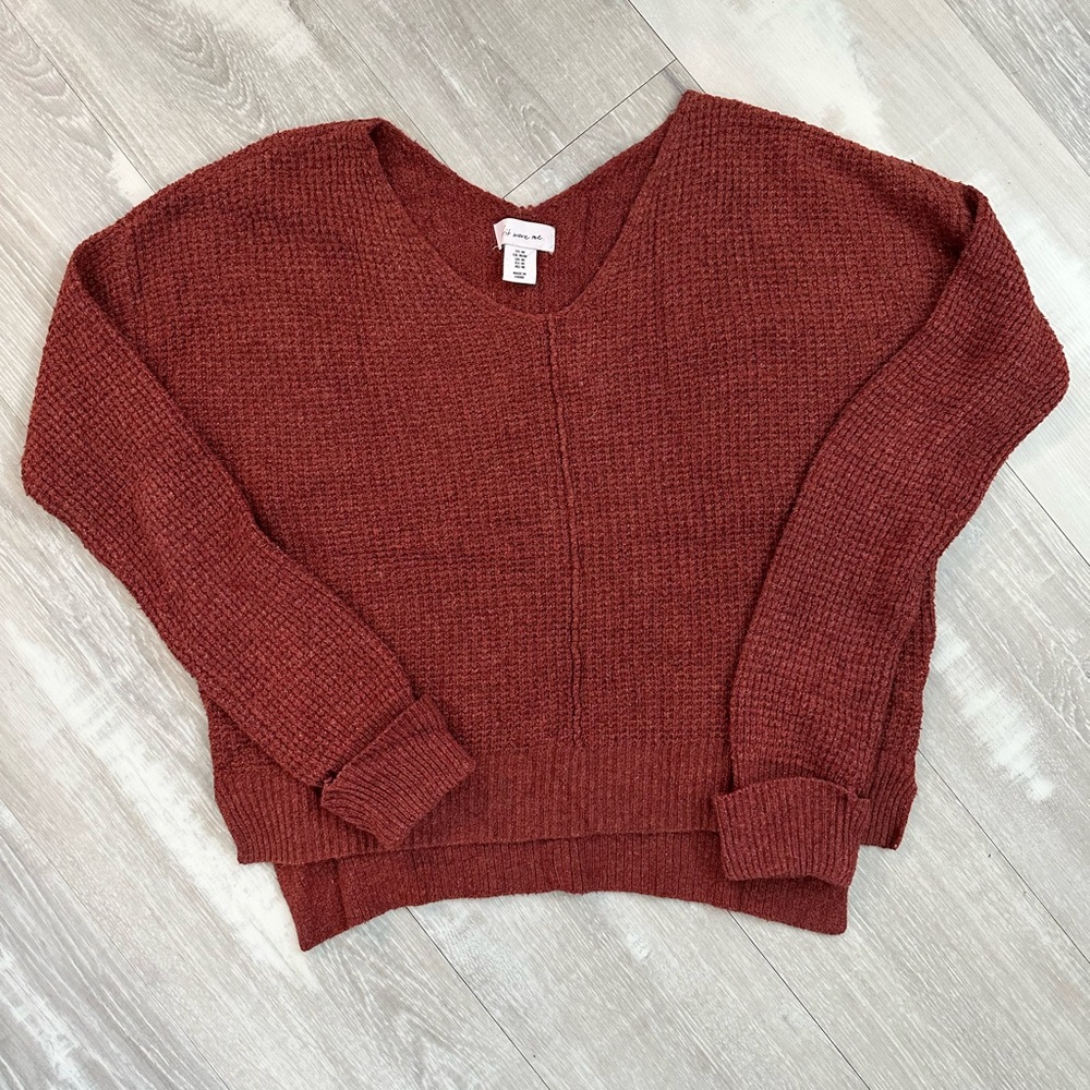 if it were me Women's Rust V-Neck Sweater